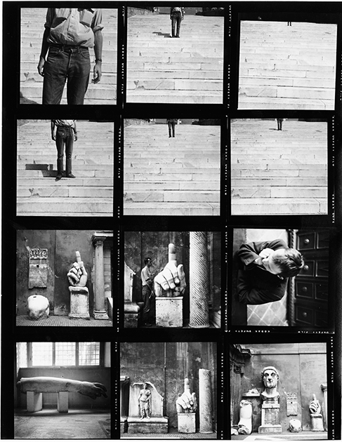 Robert Rauschenberg, contact sheet showing portraits of Cy Twombly, 1952, printed ca. 1980. Artwork: © Robert Rauschenberg Foundation/VAGA at ARS, NY and DACS, London 2022